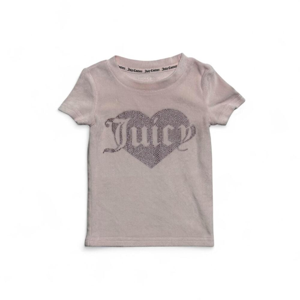 Juicy Couture Pink Rhinestone Baby Tee with heart-shaped logo Size 3T-couture